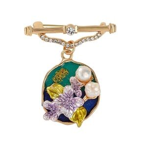 Flower Brooch Pins for Women, Elegant Pearl & Crystal Lapel for Dresses, Bags